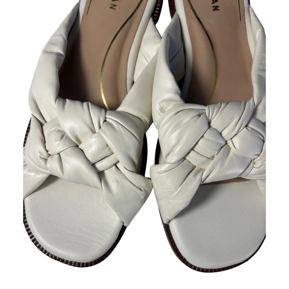 Cole Haan Womens 9.5 Narrow Anica Lux Ivory Knotted Slide Sandals Leather Upper - Picture 2 of 8
